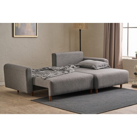 Corner Sofa-Bed Mane Right - Grey Grey Corner Sofa-Bed Mane Right - Grey Grey