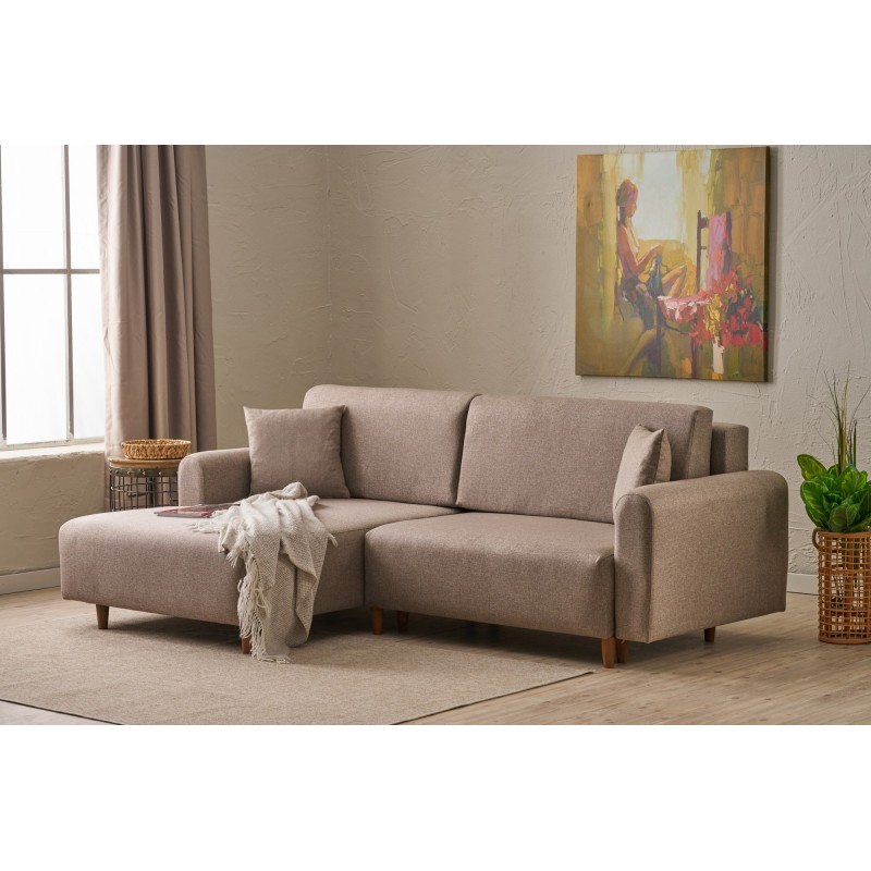 Corner Sofa-Bed Mane Left - Brown Brown