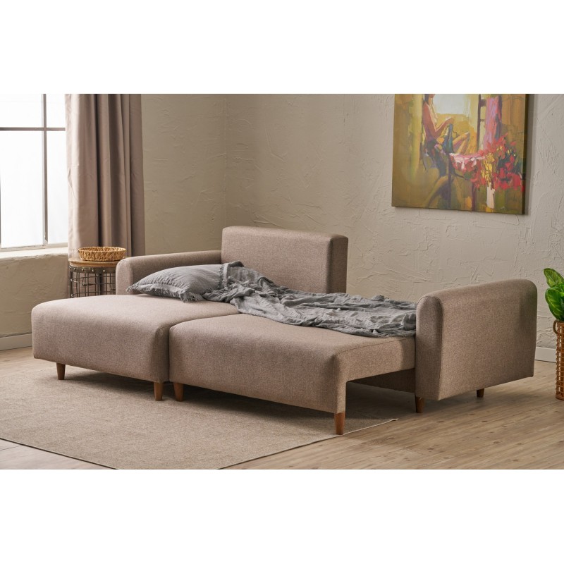 Corner Sofa-Bed Mane Left - Brown Brown