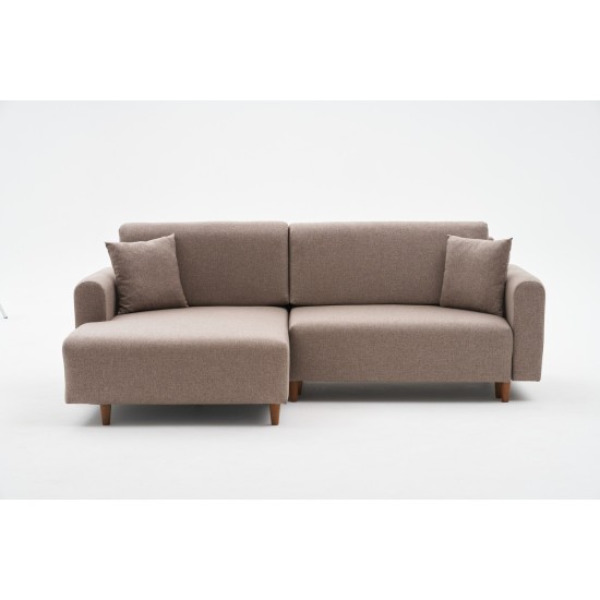 Corner Sofa-Bed Mane Left - Brown Brown Corner Sofa-Bed Mane Left - Brown Brown