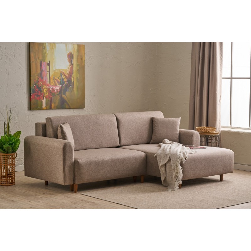 Corner Sofa-Bed Mane Right - Brown Brown