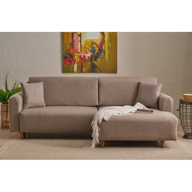 Corner Sofa-Bed Mane Right - Brown Brown