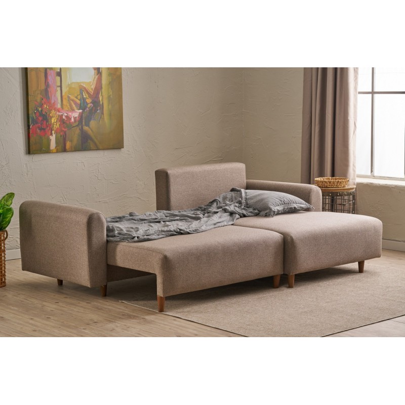 Corner Sofa-Bed Mane Right - Brown Brown