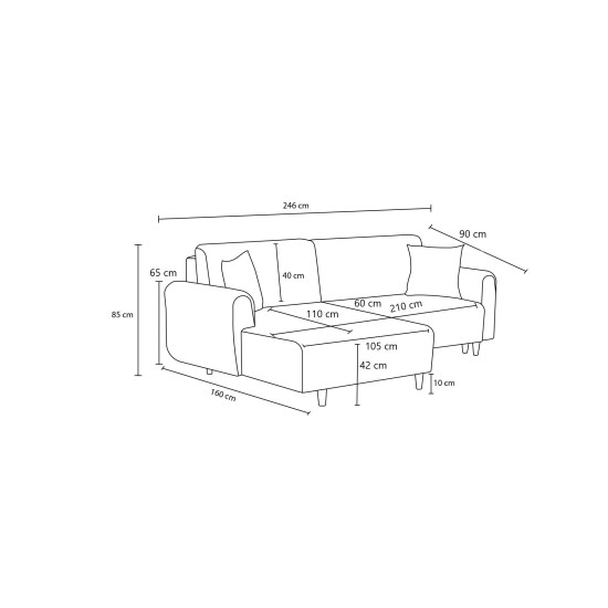 Corner Sofa-Bed Mane Right - Brown Brown Corner Sofa-Bed Mane Right - Brown Brown
