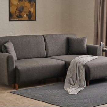 Corner Sofa-Bed Mane Right - Anthracite Anthracite