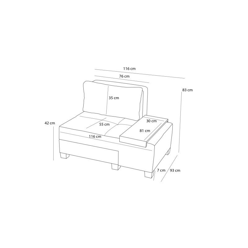 1-Seat Sofa-Bed Perenna Chenille Right - Grey Grey