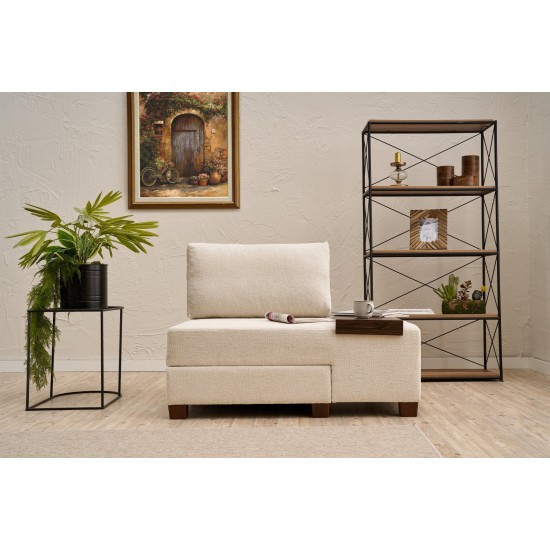 1-Seat Sofa-Bed Perenna Chenille Right - Cream Cream 1-Seat Sofa-Bed Perenna Chenille Right - Cream Cream