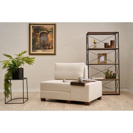 1-Seat Sofa-Bed Perenna Chenille Right - Cream Cream 1-Seat Sofa-Bed Perenna Chenille Right - Cream Cream