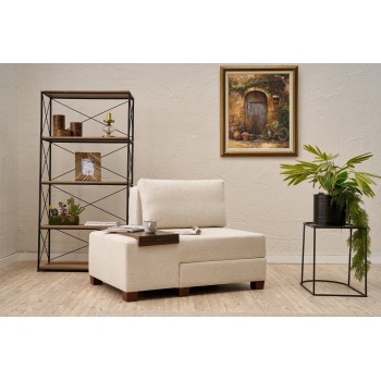 1-Seat Sofa-Bed Perenna Chenille Left - Cream Cream