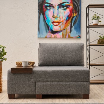 1-Seat Sofa-Bed Perenna Linen Left - Grey Grey