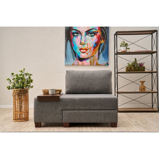1-Seat Sofa-Bed Perenna Linen Left - Grey Grey