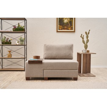 1-Seat Sofa-Bed Perenna Linen Left - Cream Cream