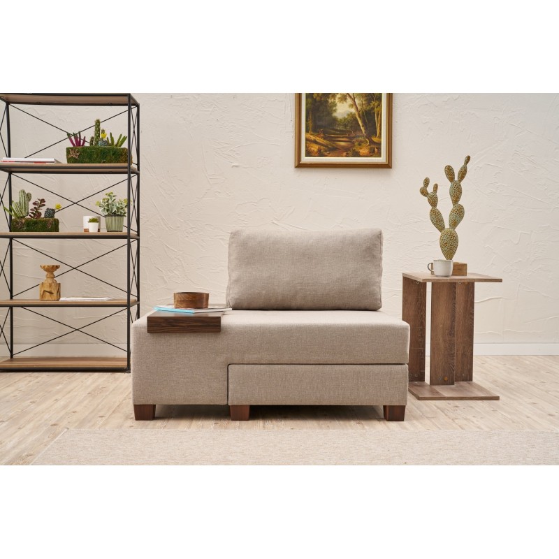 1-Seat Sofa-Bed Perenna Linen Left - Cream Cream