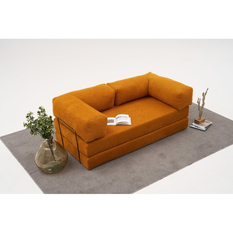 Τριθέσιος Καναπές Comfort - Χρώμα Πορτοκαλί - 190x95x75εκ