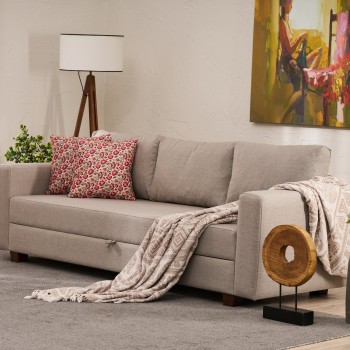 3-Seat Sofa-Bed Aly - Beige Beige