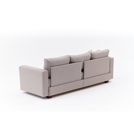3-Seat Sofa-Bed Aly - Beige Beige 3-Seat Sofa-Bed Aly - Beige Beige