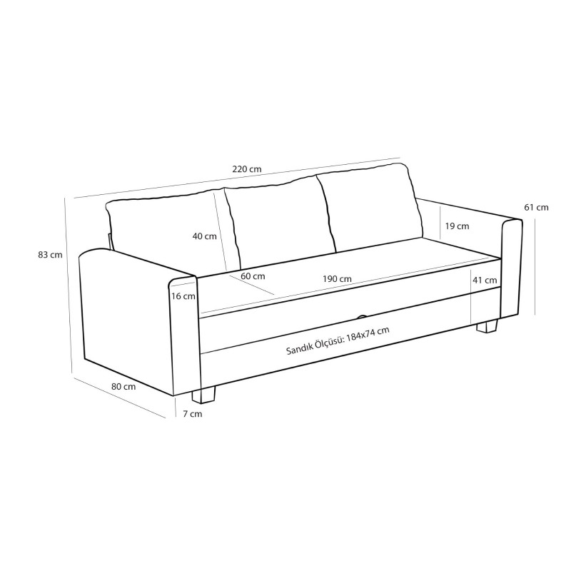 3-Seat Sofa-Bed Aly Arzilla - Cream Cream