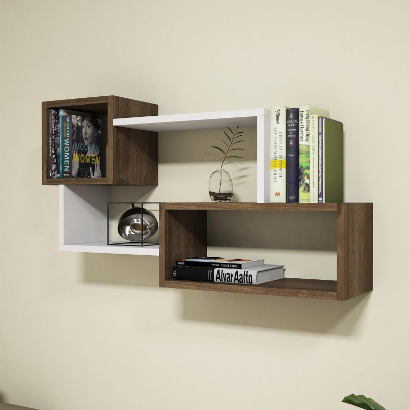 Wall Shelf Afro - White, Walnut White
Walnut