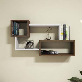 Wall Shelf Afro - White, Walnut White
Walnut