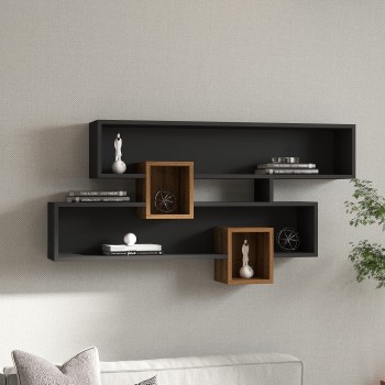 Wall Shelf Karen - Walnut, Anhtacite Walnut
Anthracite