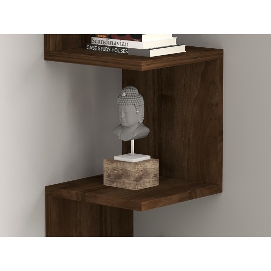 Wall Shelf Zikzak - Walnut Walnut Hanah Home Wall Shelf Zikzak - Walnut Walnut