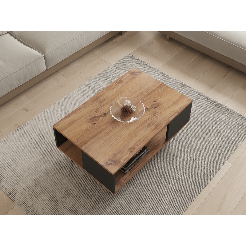 Τραπέζι Σαλονιού - Yuka - Χρώμα Καρυδί Μαύρο  - 90x60x39,5εκ