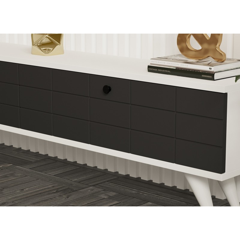 Έπιπλο Τηλεόρασης Alberi - Χρώμα Λευκό Ανθρακί - 160x 25x35εκ