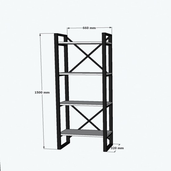 Βιβλιοθήκη - Alaro - Χρώμα Καρυδί - 150x32x150εκ