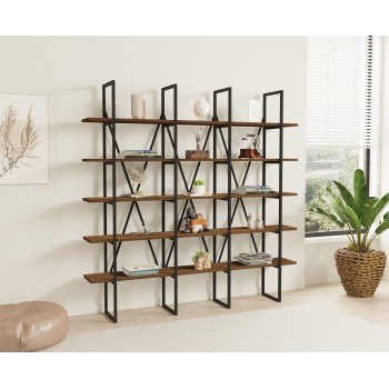 Βιβλιοθήκη Beylerbeyi 160x26x160εκ - Χρώμα Καρυδ΄ί Μαύρο