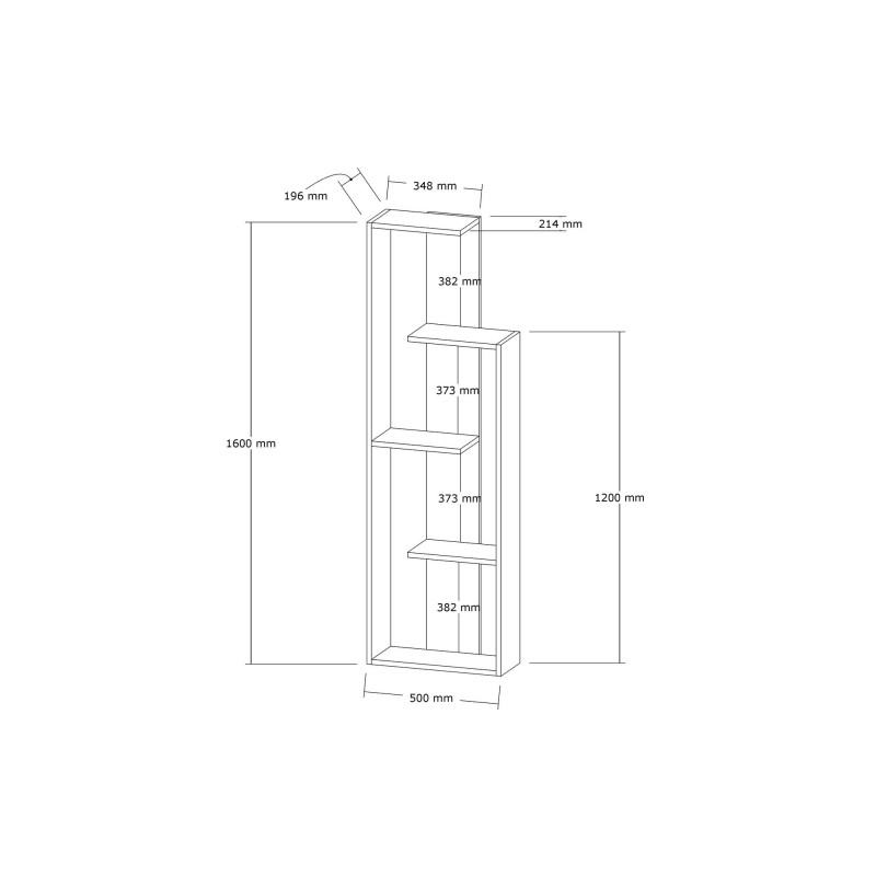 Βιβλιοθήκη - Wand - Χρώμα White - 50x20x160εκ