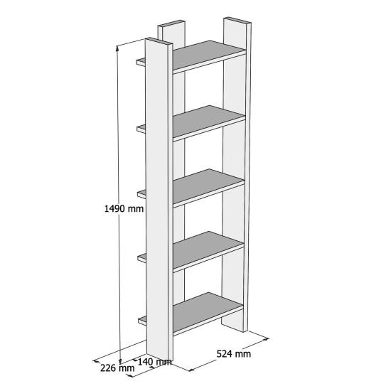 Βιβλιοθήκη - Virba - Χρώμα Καρυδί - 53x23x149εκ Βιβλιοθήκη - Virba - Χρώμα Καρυδί - 53x23x149εκ