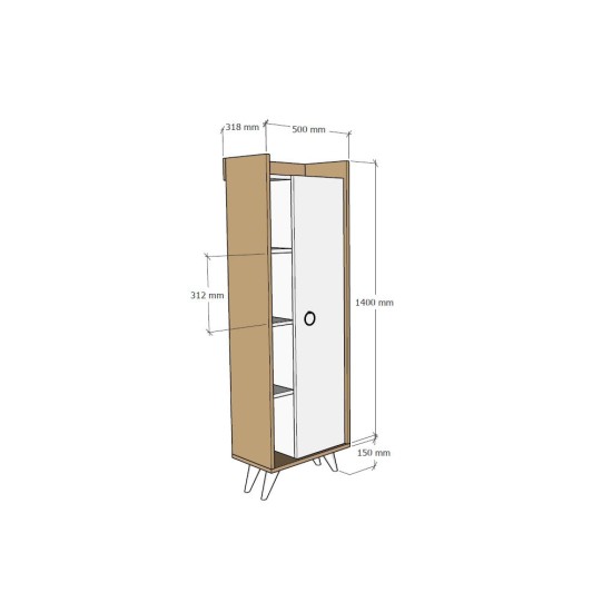 Multi Purpose Cabinet Ilgım Oak
White