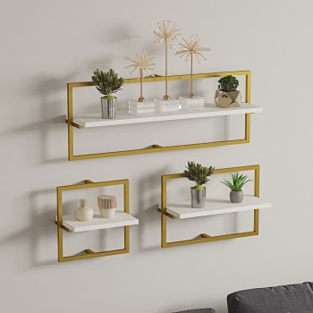 Wall Shelf Yeso - White Gold White
Gold