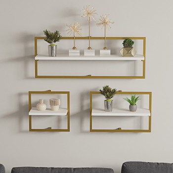 Wall Shelf Yeso - White Gold White
Gold