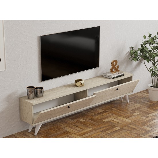 TV Stand Paris - Travertine Travertine TV Stand Paris - Travertine Travertine