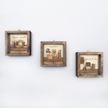 Decorative Framed MDF Painting (3 Pieces) UKZM004 Multicolor