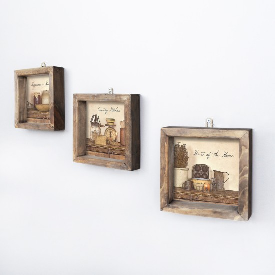 Wallxpert Decorative Framed MDF Painting (3 Pieces) UKZM004 Multicolor