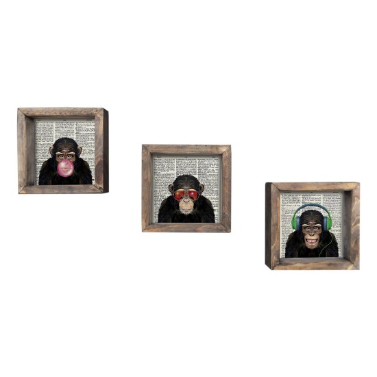 Wallxpert Decorative Framed MDF Painting (3 Pieces) UKZM011 Multicolor