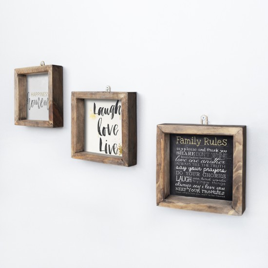 Wallxpert Decorative Framed MDF Painting (3 Pieces) UKZM023 Multicolor
