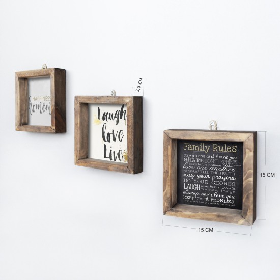 Wallxpert Decorative Framed MDF Painting (3 Pieces) UKZM023 Multicolor
