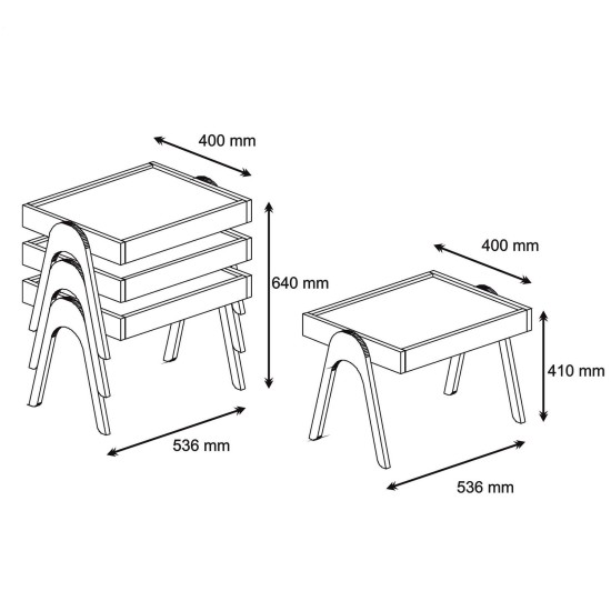 Nesting Table (3 Pieces) Roma - Walnut Walnut Nesting Table (3 Pieces) Roma - Walnut Walnut
