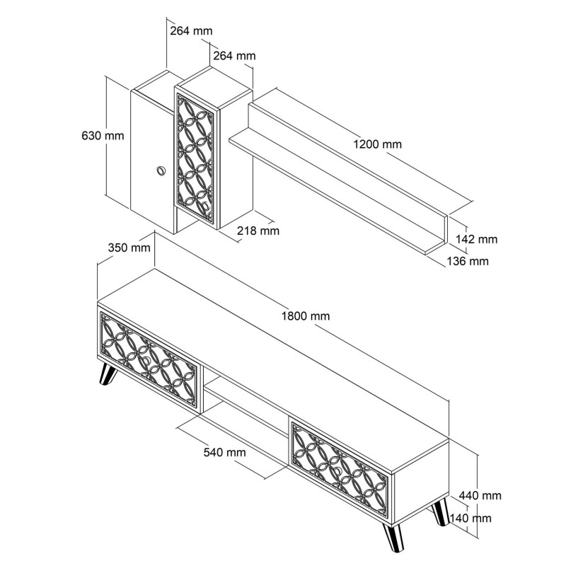 TV Unit Class S - Walnut, White Walnut
White