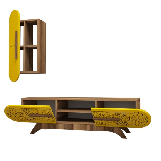 TV Unit Defne - Walnut, Yellow Walnut
Yellow TV Unit Defne - Walnut, Yellow Walnut
Yellow