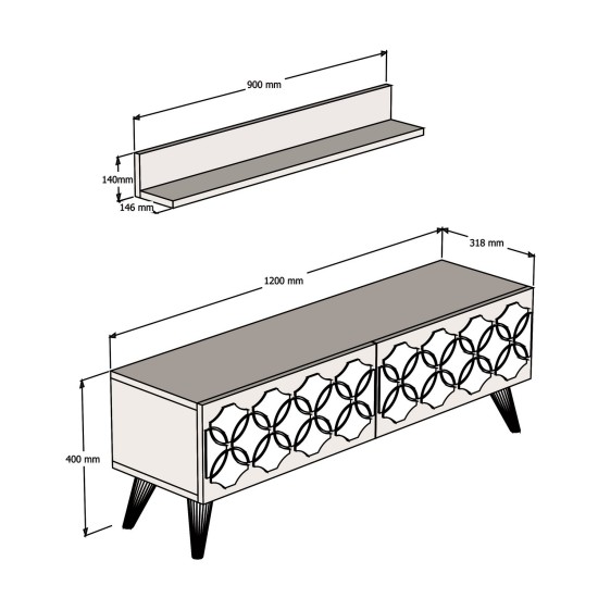 TV Unit Nisan - White White TV Unit Nisan - White White