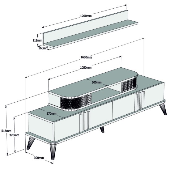 TV Unit Eylül - Cream Cream