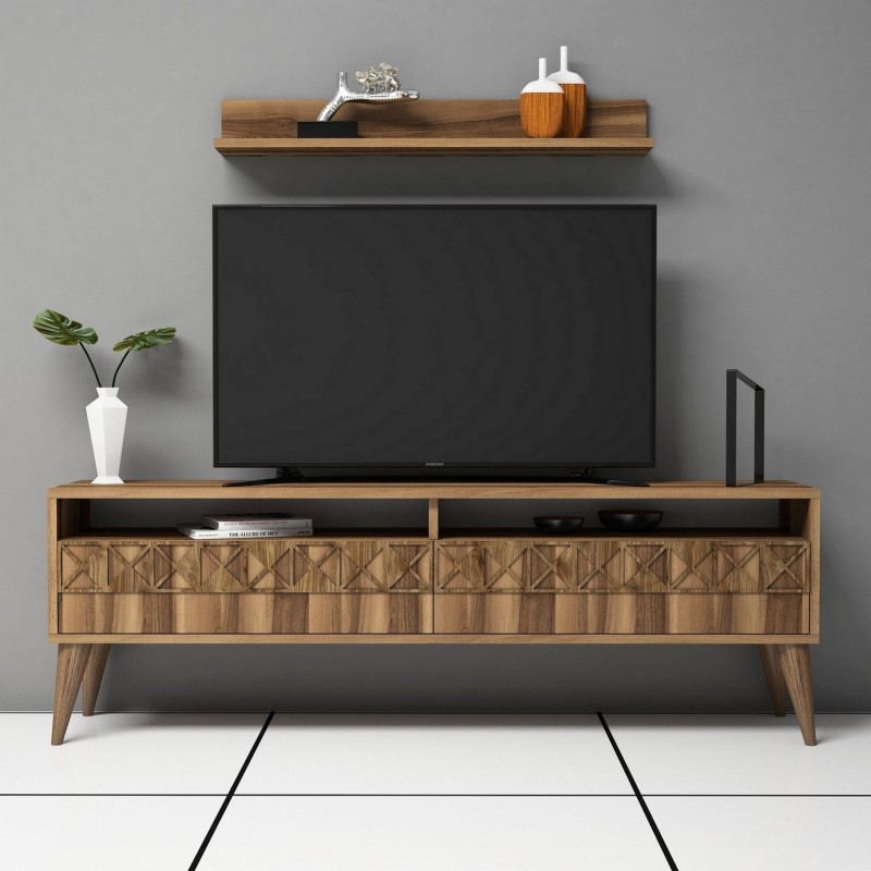 TV Unit Line - Walnut Walnut