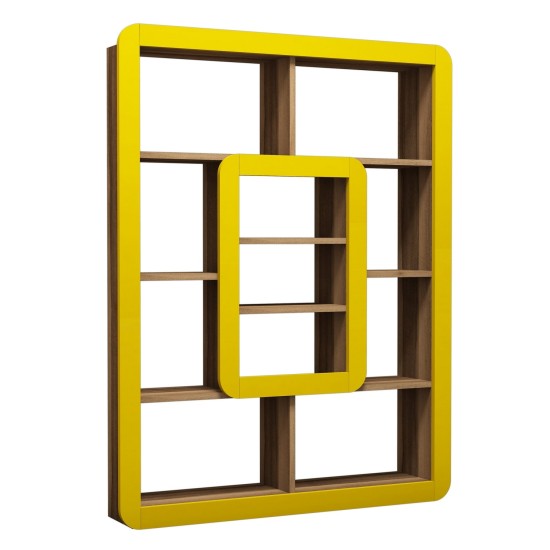 Βιβλιοθήκη - Orkide - Χρώμα Καρυδί Κίτρινο - 109x22x140εκ Βιβλιοθήκη - Orkide - Χρώμα Καρυδί Κίτρινο - 109x22x140εκ