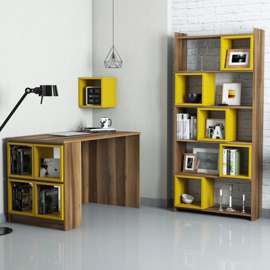 Study Desk & Bookshelf Box - Walnut, Yellow Walnut
Yellow Study Desk & Bookshelf Box - Walnut, Yellow Walnut
Yellow