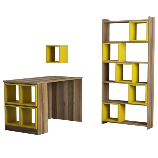 Study Desk & Bookshelf Box - Walnut, Yellow Walnut
Yellow Study Desk & Bookshelf Box - Walnut, Yellow Walnut
Yellow