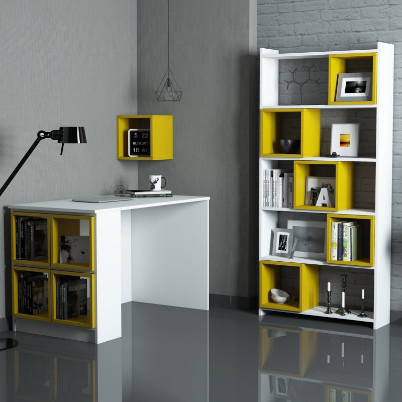 Study Desk & Bookshelf Box - White, Yellow White
Yellow
